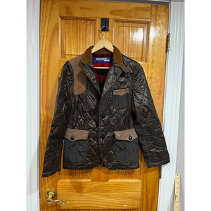JUNYA WATANABE 2009 Black Brown Quilted Nylon Corduroy Suede Elbow Patch Jacket